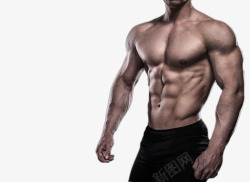 肌肉健身男子侧面摄影高清图片