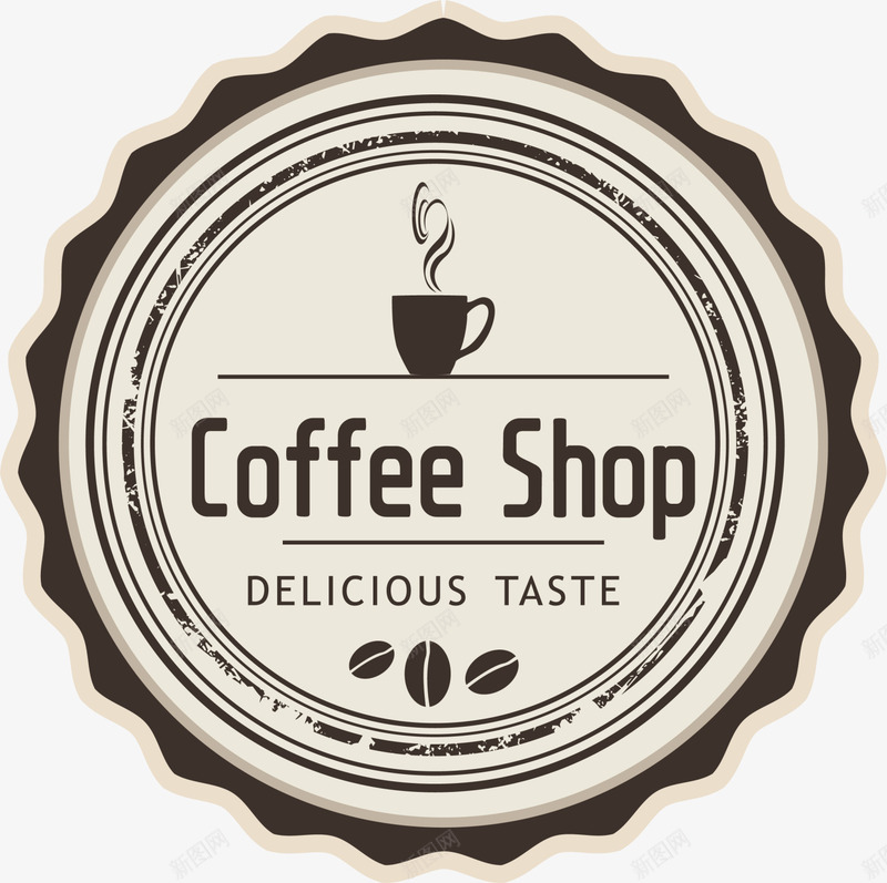 复古咖啡厅标志png免抠素材_新图网 https://ixintu.com coffee 咖啡厅 咖啡杯 咖啡色标签 咖啡豆 装饰图案