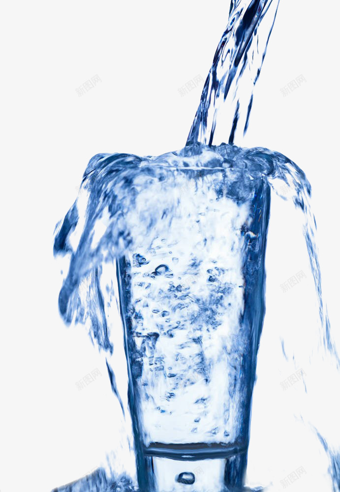 蓝色水花png免抠素材_新图网 https://ixintu.com 喷水 水杯 水花 溢满 玻璃 白开水 蓝色 饮用水