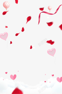玫瑰免费png下载浪漫七夕玫瑰花瓣情人节背景漂浮高清图片
