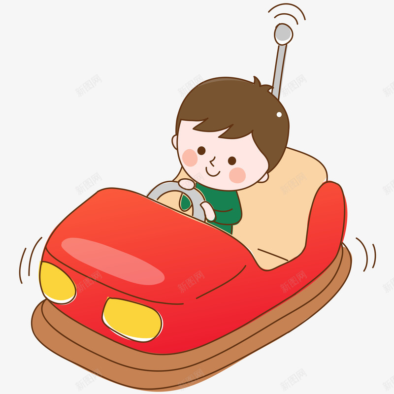 卡通手绘红色车里的男孩png免抠素材_新图网 https://ixintu.com 创意 动漫动画 卡通 可爱的小男孩 手绘 红色的碰碰车
