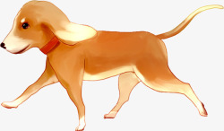 手绘小黄狗黄色奔跑的小狗动物高清图片