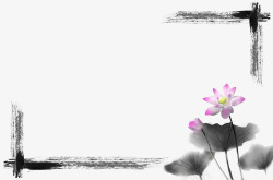 马蹄莲荷花装饰矢量中国风水墨荷花边框高清图片