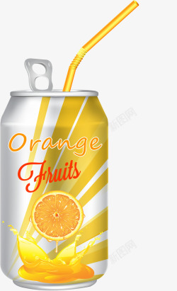 拟真盒子拟真瓶子易拉罐饮料橙汁矢量图高清图片
