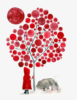 圆形叶片红色小树高清图片
