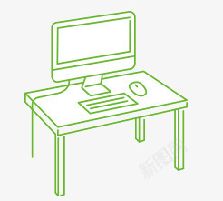 绿色卡通电脑桌图标图标