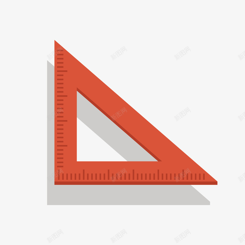 红色三角板png免抠素材_新图网 https://ixintu.com 三角形 几何 刻度 反光 投影 数据 渐变 红色