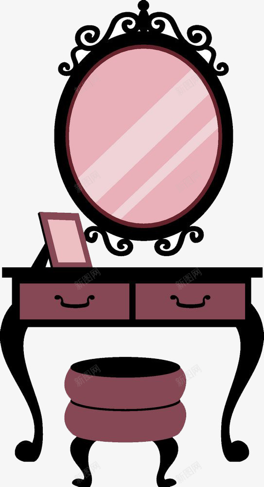 粉色梳妆镜png免抠素材_新图网 https://ixintu.com 化妆镜 卡通 家具 梳妆镜 相框 粉色系 镜子