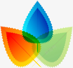 卡通七彩树叶矢量图素材