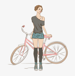 骑自行车的女人素材
