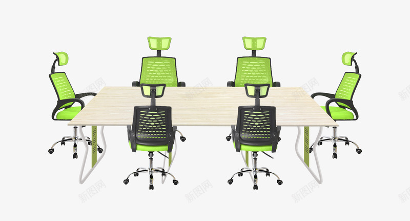 会议桌组合png免抠素材_新图网 https://ixintu.com 会议桌 办公家具组合 办公桌 电脑桌 电脑椅 转椅