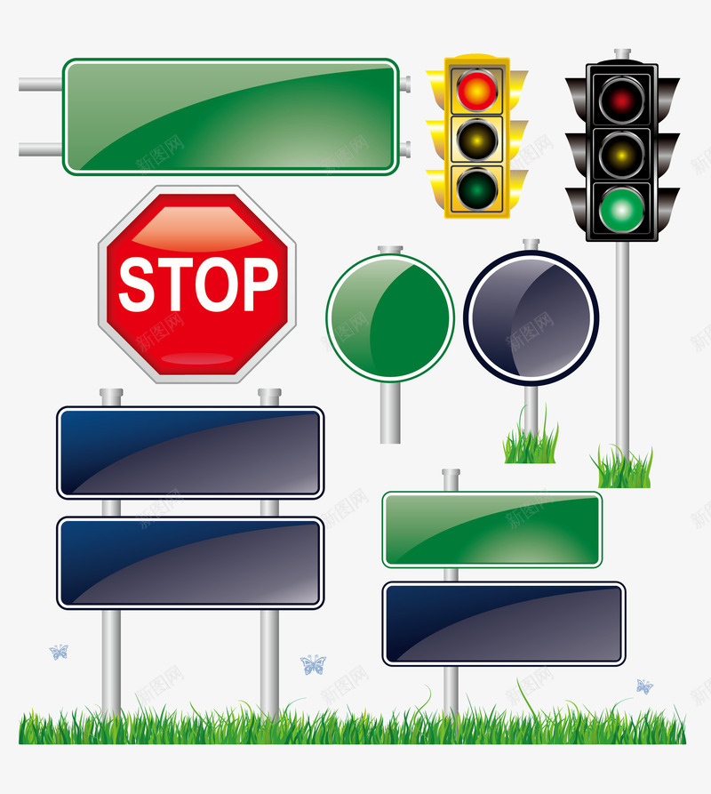 警示提示交通安全图标矢量图ai_新图网 https://ixintu.com 交通 停止 安全图标 提示 禁止 红绿灯 警示 矢量图