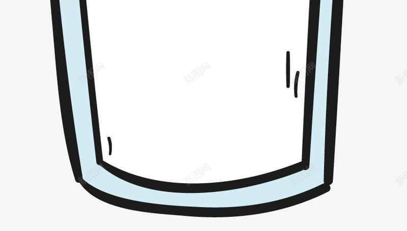 一杯牛奶png免抠素材_新图网 https://ixintu.com 卡通图案 牛奶 白色的饮料 透明的杯子 食品 饮料 黑色的边框