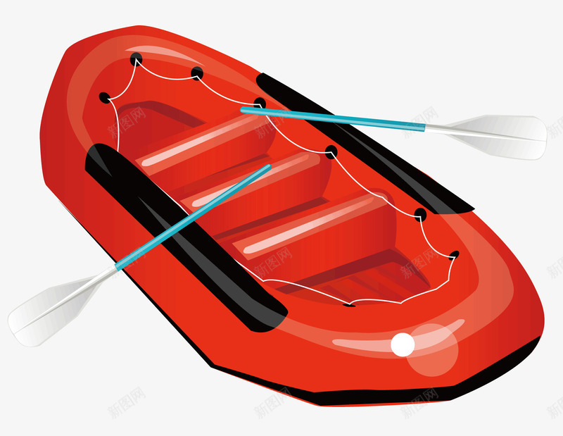 一个红色的汽艇矢量图ai免抠素材_新图网 https://ixintu.com 夏天 夏天游玩 白色的固定线 白色的船桨 红色的汽艇 黑色的装饰 矢量图