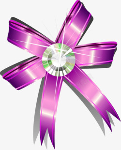 紫色卡通丝带花朵丝带钻石素材