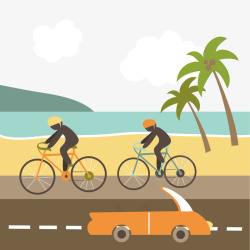 骑单车运动夏天沙滩骑单车元素矢量图高清图片
