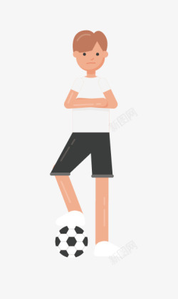 横条上衣的男孩脚踩足球的男孩高清图片