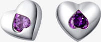 心形紫色钻石耳钉素材