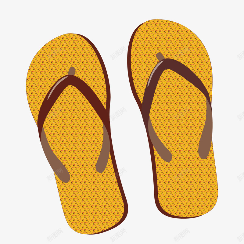 一双拖鞋png免抠素材_新图网 https://ixintu.com 夏天 对称 平面 拖鞋 点状 设计 鞋带 黄色