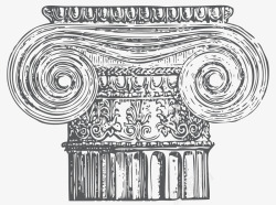 灰色罗马涡卷卡通风格罗马柱矢量图高清图片