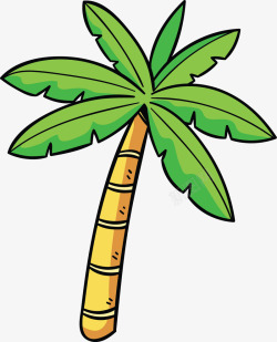 卡通夏天海边椰子树矢量图素材