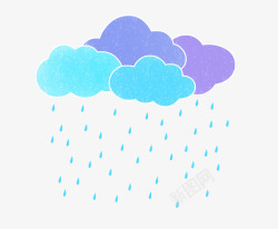 传统节气雨水谷雨手绘雨水下雨云朵卡通高清图片