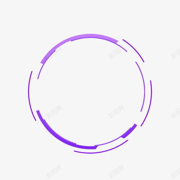 紫色边框png免抠素材_新图网 https://ixintu.com 图形框 图形框框 圆形 渐变 科技 科技方框 简约