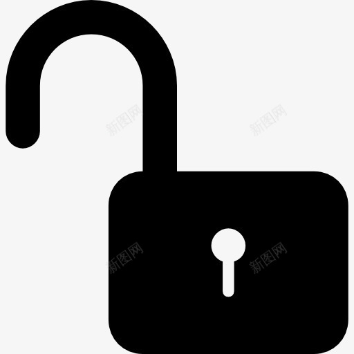 打开挂锁剪影安全接口符号图标png_新图网 https://ixintu.com 安全 山楂文档填充 打开 标志 界面 解锁 锁 黑色剪影