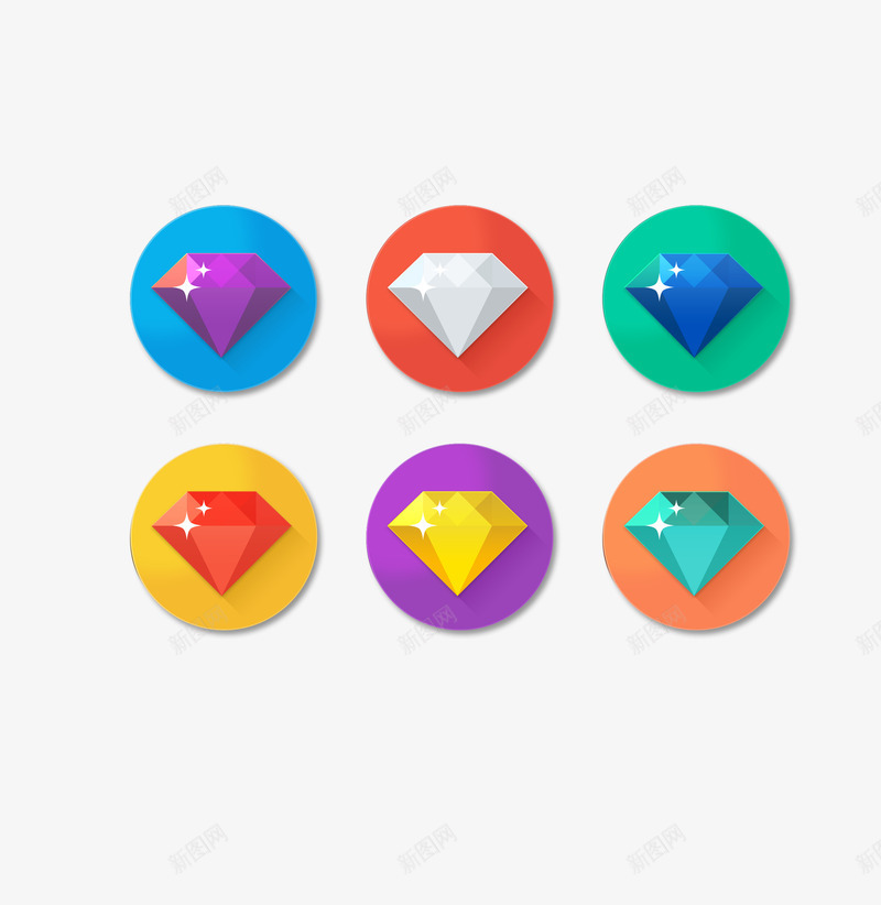 钻石元素图标psd_新图网 https://ixintu.com 图标 彩色 钻石