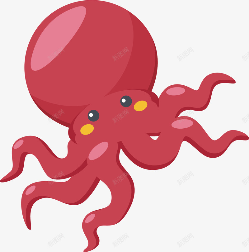 卡通动物章鱼矢量图ai免抠素材_新图网 https://ixintu.com 卡通 可爱 水生动物 海底 章鱼 红色 矢量图