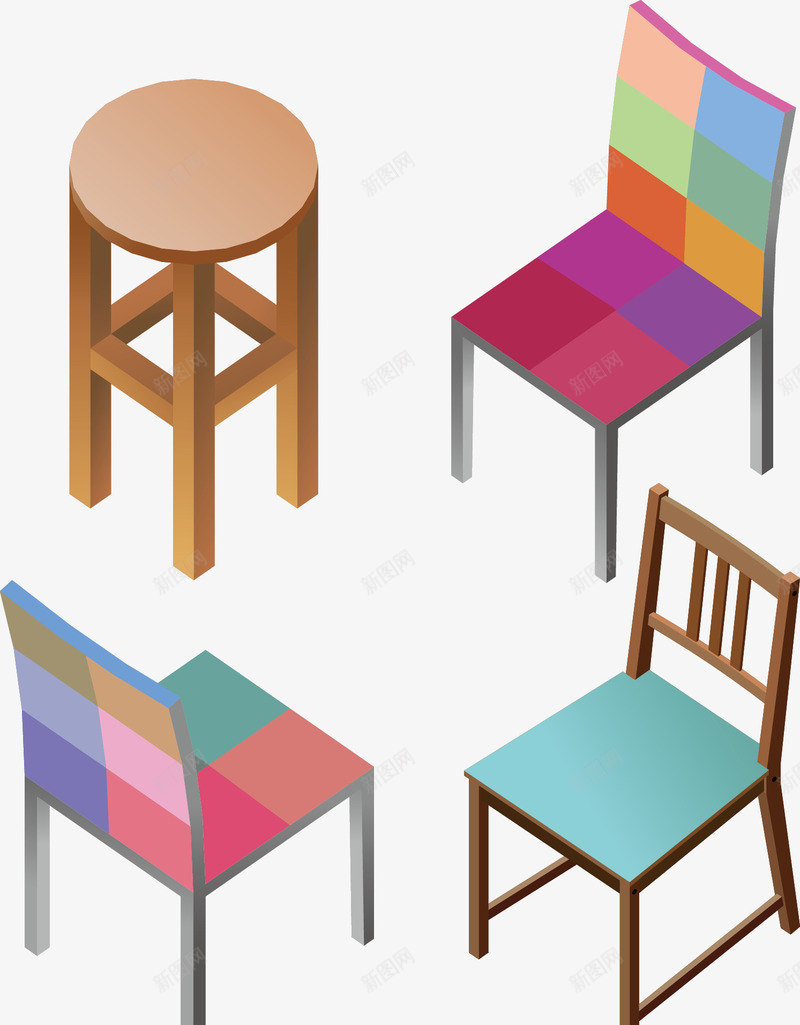 板凳和椅子png免抠素材_新图网 https://ixintu.com 家具 木材 材料 装修 装修材料