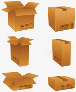 长方体纸箱矢量各种纸箱高清图片
