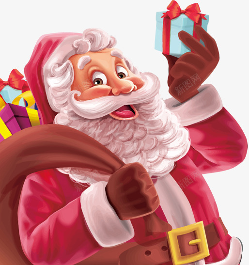 圣诞老人红色衣服礼物盒png免抠素材_新图网 https://ixintu.com 圣诞老人 圣诞节 圣诞节老公公 礼物盒 红色衣服 背着包袱