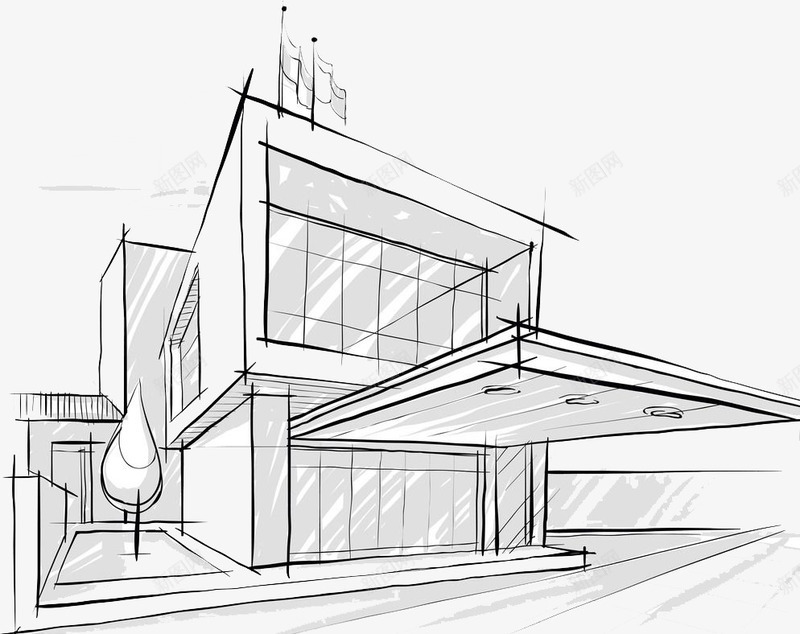 手绘创新楼房建筑简笔画png免抠素材_新图网 https://ixintu.com 创新风格 建筑 手绘风格 楼房 楼房简笔画 简笔画 装饰