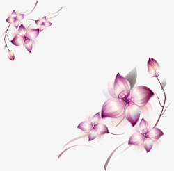 优雅紫色花朵对角花卉装饰素材