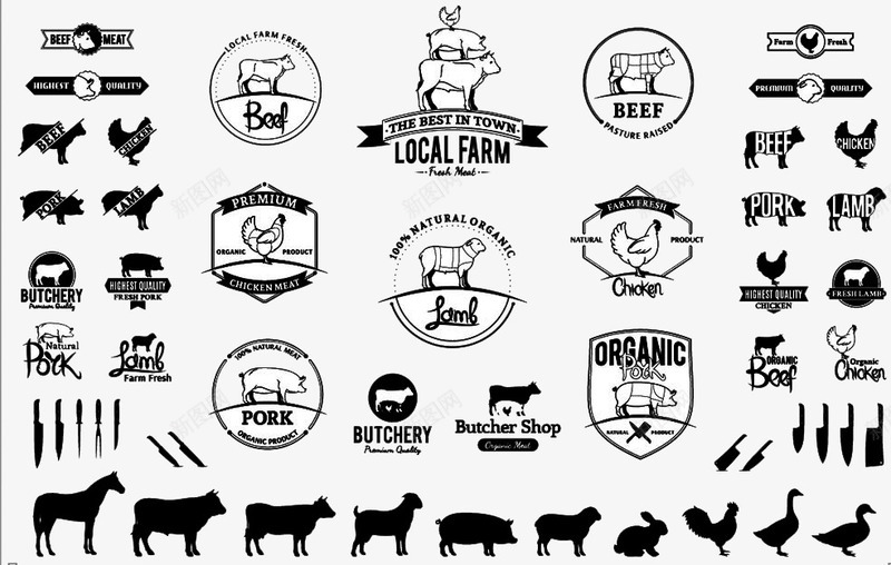 西餐厅肉类标志图标png_新图网 https://ixintu.com 图标 标志 牛肉 肉食 西餐厅 食物 鸡肉