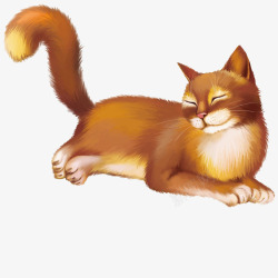 笑脸猫手绘棕色猫咪高清图片