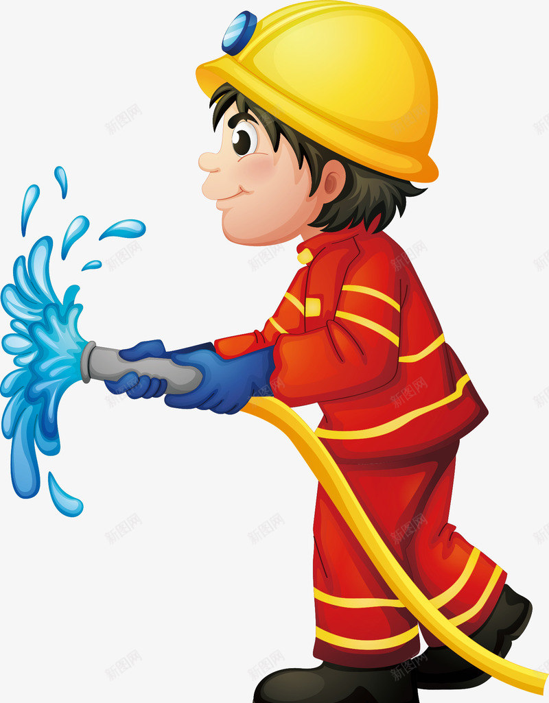 消防员元素png免抠素材_新图网 https://ixintu.com png 元素 卡通 喷水 喷水水管 男孩