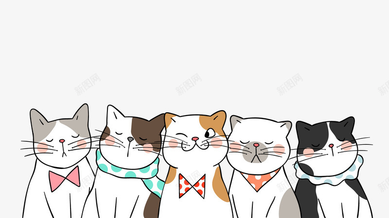 一排可爱小猫png免抠素材_新图网 https://ixintu.com 卖萌小猫 卡通动物 可爱小猫 宠物 猫咪 背景装饰