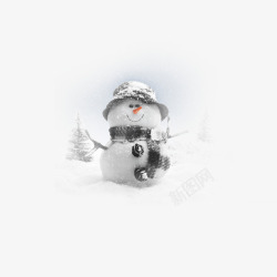 雪人礼帽表情冬季圣诞小雪人高清图片