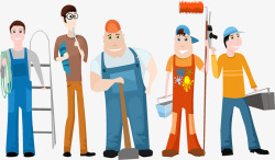装修工之刷漆人扁平人物插图一群装修工人高清图片