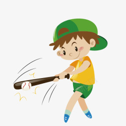 手绘棒球打棒球的男孩高清图片