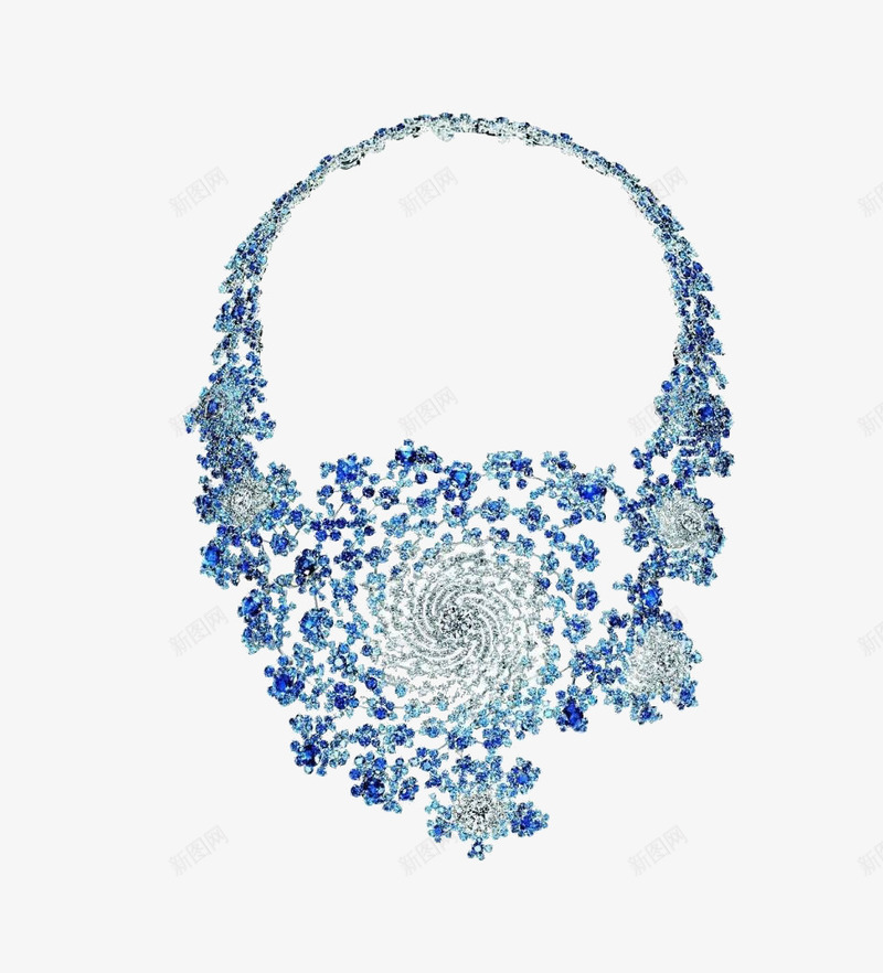 蓝色钻石项链png免抠素材_新图网 https://ixintu.com 蓝色 钻石 项链 首饰