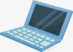 蓝色卡通笔记本电脑矢量图素材