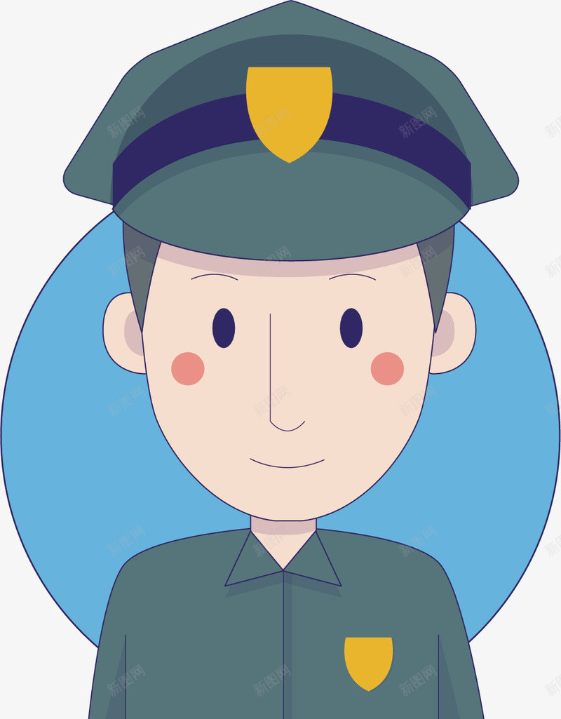 带警帽的警察矢量图ai免抠素材_新图网 https://ixintu.com 创意 卡通手绘 安全 清新 简约 装饰 警察 矢量图