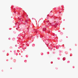 飞翔的花瓣蝴蝶正面装饰花瓣矢量图高清图片