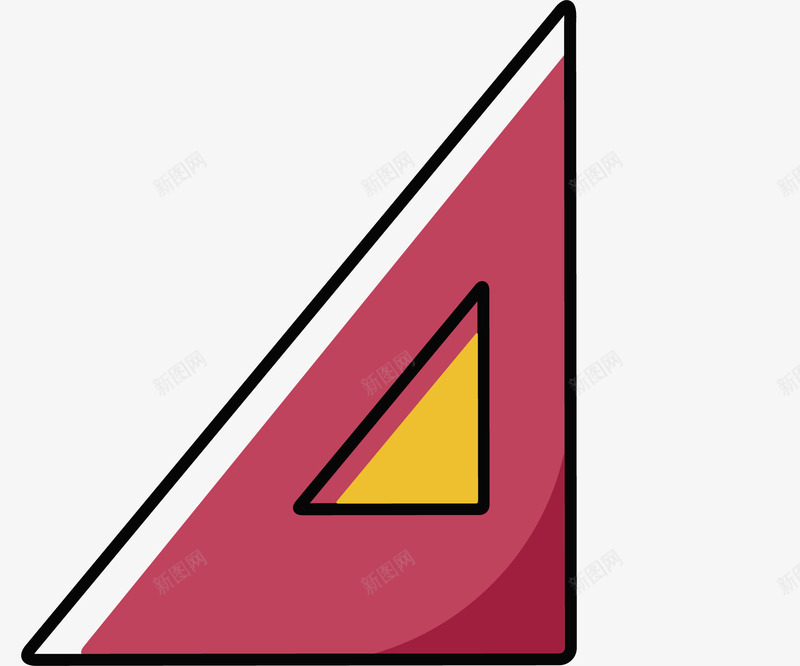 红色三角板卡通图标png_新图网 https://ixintu.com 三角板 卡通图标 数学 测量 直角 红色 线稿
