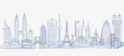 着名城市建筑背景简约线条城市建筑装饰图案高清图片