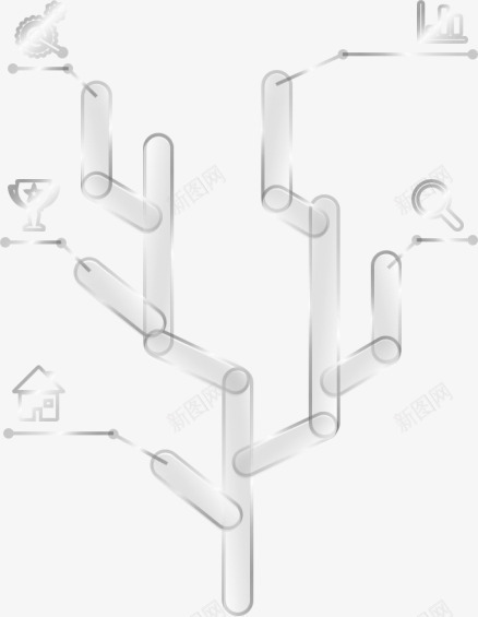 树状图分支图标png_新图网 https://ixintu.com 半透明 图标 圆柱体 大树结构图 说明图