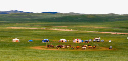 绿色蒙古草原草原牧场高清图片
